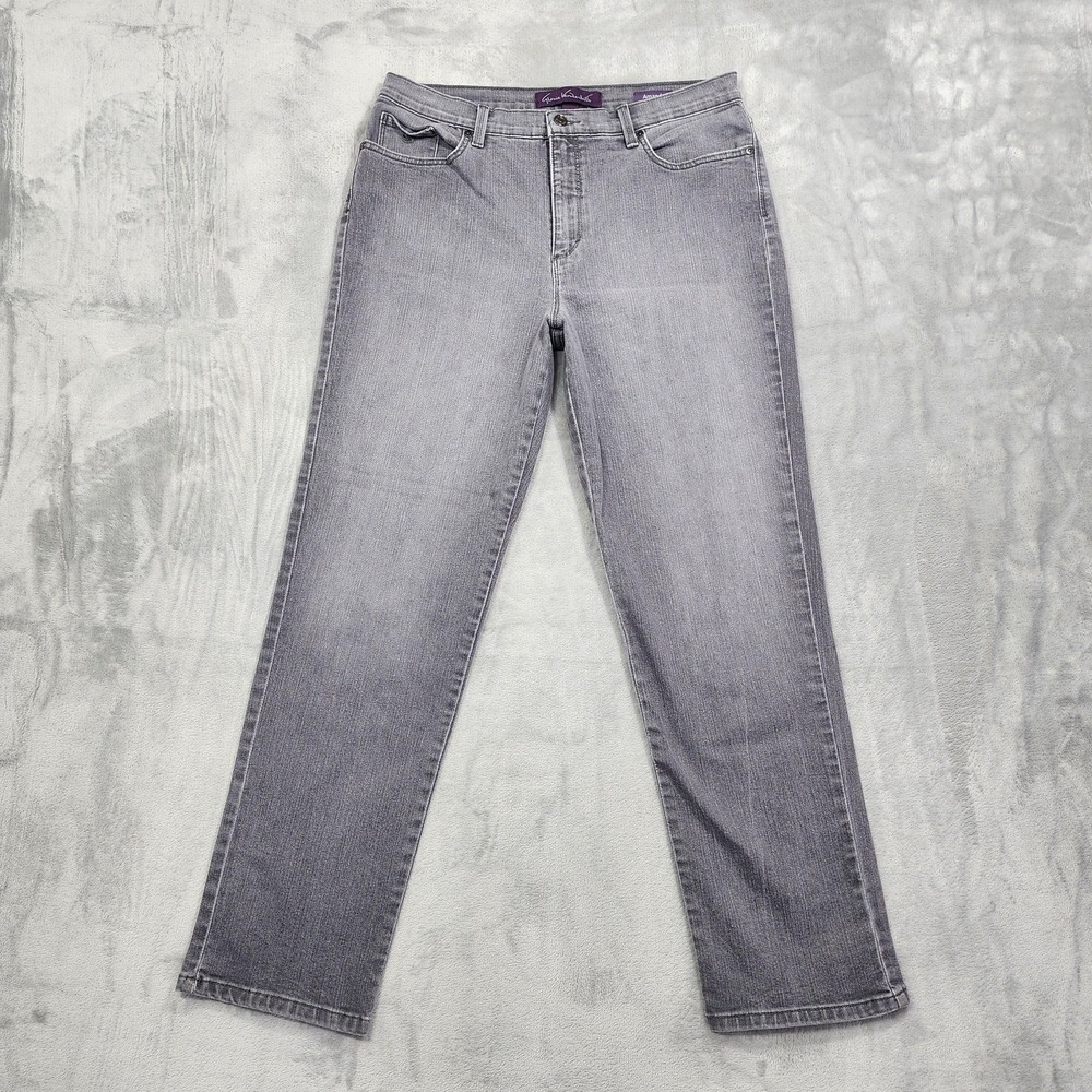 Gloria‎ Vanderbilt Jeans Womens 14 Gray Mid Rise Amanda Straight Stretch Denim